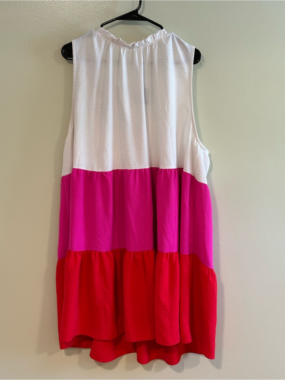 Spin USA Colorblock Tiered Sleeveless Dress Pink Red White Size 3X